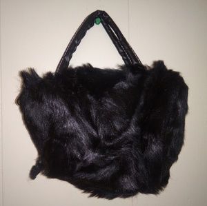 Black fur handbag